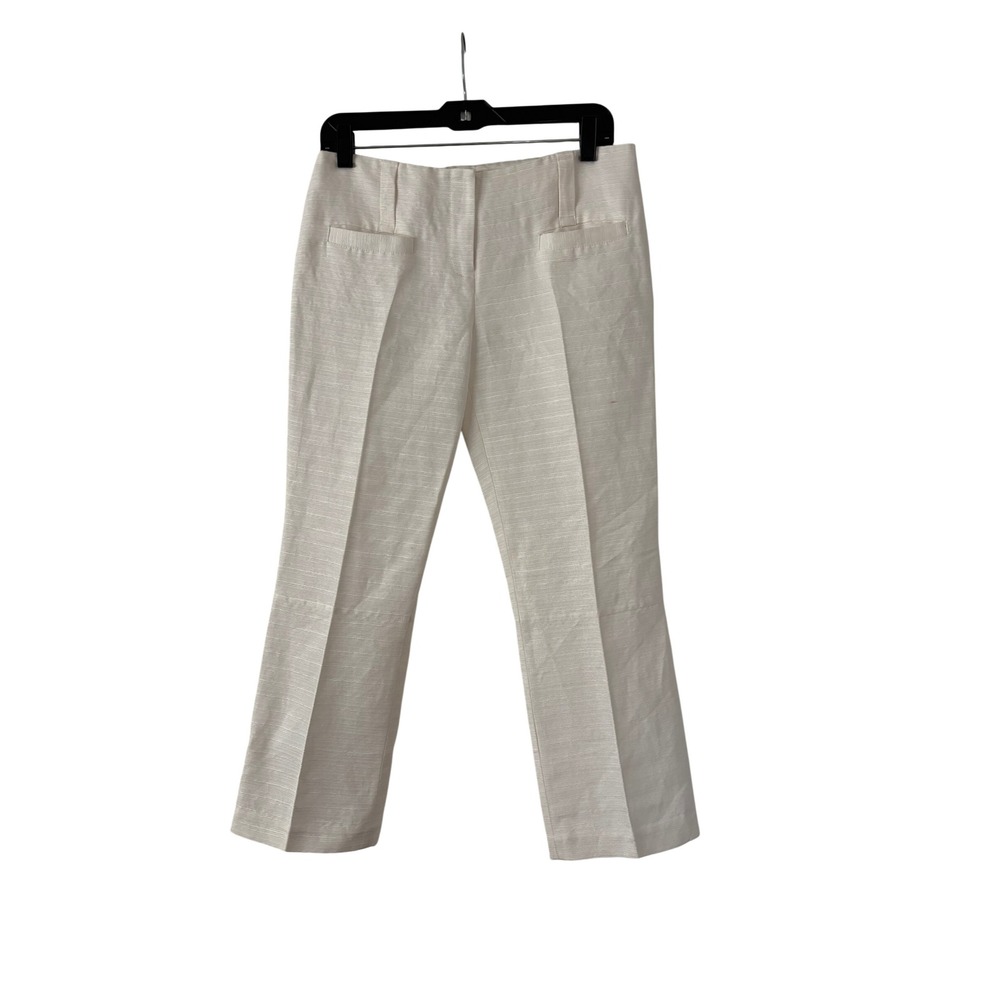 Tory Burch White Textured Tailored Trousers Straight Leg Pants Size 4